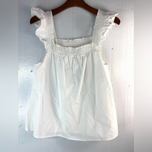 THML M Summer Cotton Ruffle Sleeve Babydoll Crop Top - White